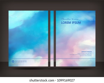 Brochure design template. Flyer or cover design. Vector watercolor painting background