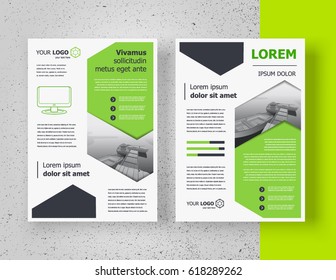 Brochure design template, flyer size A4 cover geometric green color