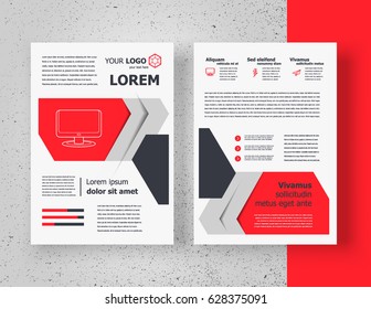 Brochure design template, flyer size A4 cover geometric red color