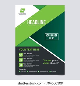 Brochure design template, flyer size A4 geometric color, Vector Illustration.