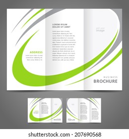 brochure design template folder leaflet green grey line element white background