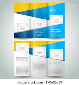 brochure design template geometric abstract element color yellow blue, block for images