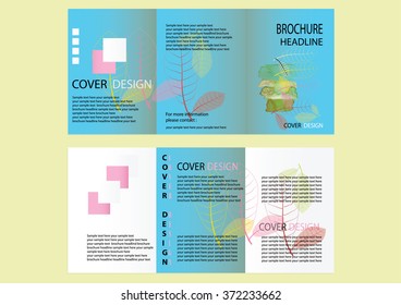 Brochure Design Template. leaves concept, Abstract Modern Backgrounds, Infographic  size A5, Front page and back page
