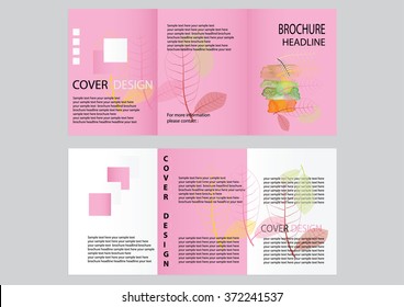 Brochure Design Template. leaves concept, Abstract Modern Backgrounds, Infographic  size A5, Front page and back page
