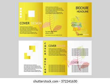 Brochure Design Template. leaves concept, Abstract Modern Backgrounds, Infographic  size A5, Front page and back page