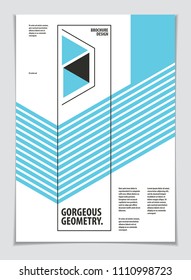 Brochure Design Template minimal design. Modern Geometric Abstract pattern vector background. Striped line textured geometric illustration. A4 print format.