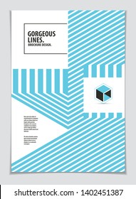 Brochure Design Template minimal design. Modern Geometric Abstract pattern vector background. Striped line textured geometric illustration. A4 print format.