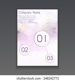 Brochure design template, modern triangle abstract background. Vector illustration.