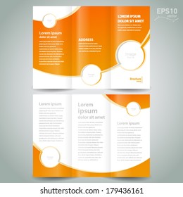 brochure design template orange white curves color, frame for images