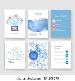 Brochure design template set. Templates. Design Set of Web, Mail, Brochures. Modern flat and line icons. SaaS, web app design template. Mobile interface. UI template. Web UI app design.