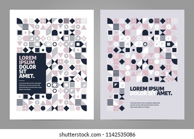 Brochure design template with simple shape and figure. Abstract vector pattern design in Scandinavian style for web banner, business presentation, branding package, fabric print, wallpaper