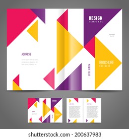 brochure design template triangles figure colored, frame for images