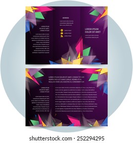 brochure design template tri-fold abstract slices glass transparent colorful