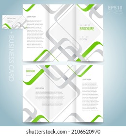Brochure design template Tri-fold and business card set vector stripes theme