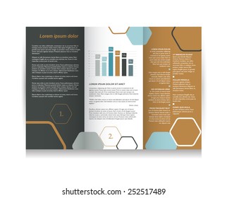 Brochure design template. Tri-fold document.