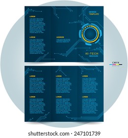 brochure design template tri-fold futuristic hi-tech