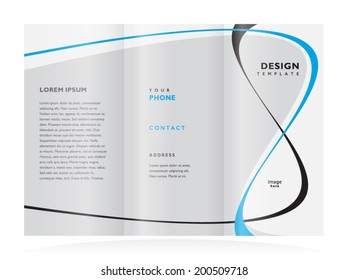 brochure design template tri-fold vector abstract curves line