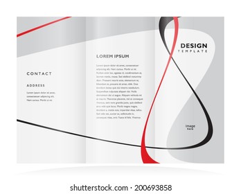 brochure design template tri-fold vector abstract curves