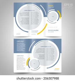 brochure design template trifold vector geometric abstract circle, color  grey