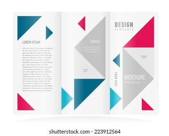 brochure design template tri-fold vector abstract triangles figure, frame for images 