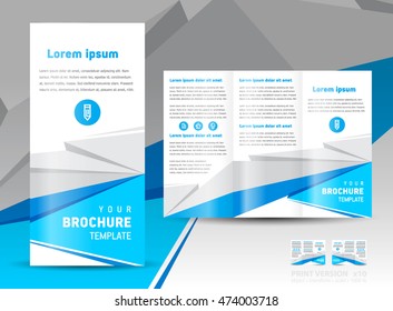 Brochure design template tri-fold vector geometric abstract polygon