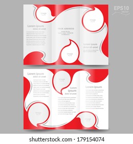 brochure design template twist red white color, frame for images