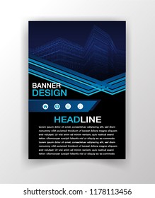 Brochure design template vector. Abstract cover book blue portfolio minimal presentation poster. City concept in A4 layout. flyers report business magazine. banner