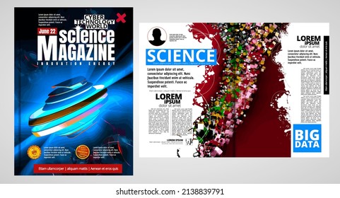 Brochure design template vector. Abstract technology cover book or magazine. A4 layout. 