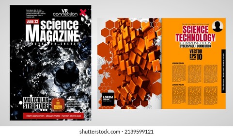 Vector de plantilla de diseño de folleto. Resumen de portada de tecnología o revista.