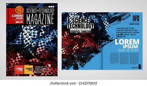 Brochure design template vector. Abstract technology cover book or magazine. A4 layout. 