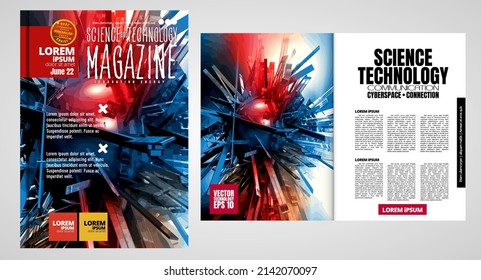 Brochure design template vector. Abstract technology cover book or magazine. A4 layout. 