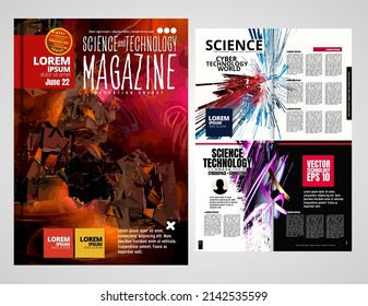 Brochure design template vector. Abstract technology cover book or magazine. A4 layout. 