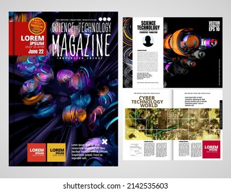 Vector de plantilla de diseño de folleto. Resumen de portada de tecnología o revista. A4. 