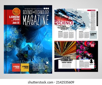 Brochure design template vector. Abstract technology cover book or magazine. A4 layout. 