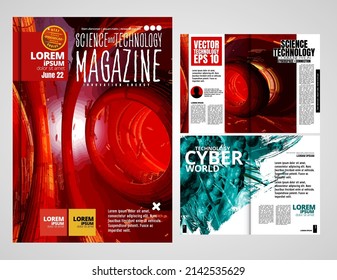 Vector de plantilla de diseño de folleto. Resumen de portada de tecnología o revista. A4. 