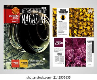 Brochure design template vector. Abstract technology cover book or magazine. A4 layout. 