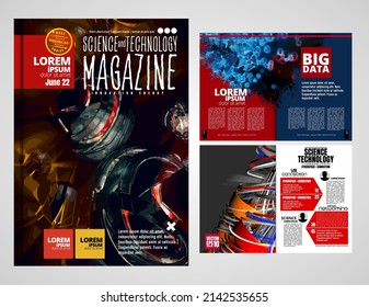 Brochure design template vector. Abstract technology cover book or magazine. A4 layout. 