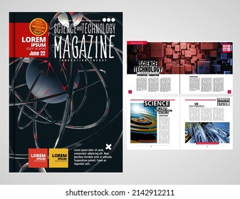 Vector de plantilla de diseño de folleto. Libro de portada o revista sobre tecnología abstracta