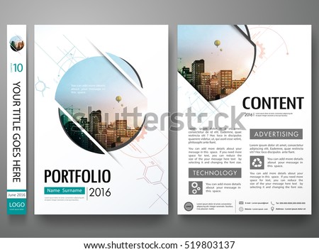 Brochure design template vector. Abstract circle cover book portfolio minimal presentation poster. City concept in A4 layout. Flyers report business magazine.
