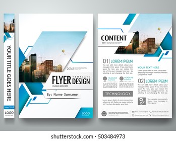 Brochure Design Template Vector. Blue Abstract Square Cover Book Minimal Portfolio Presentation Poster. City Concept In A4 Layout. Flyers Report Business Magazine.