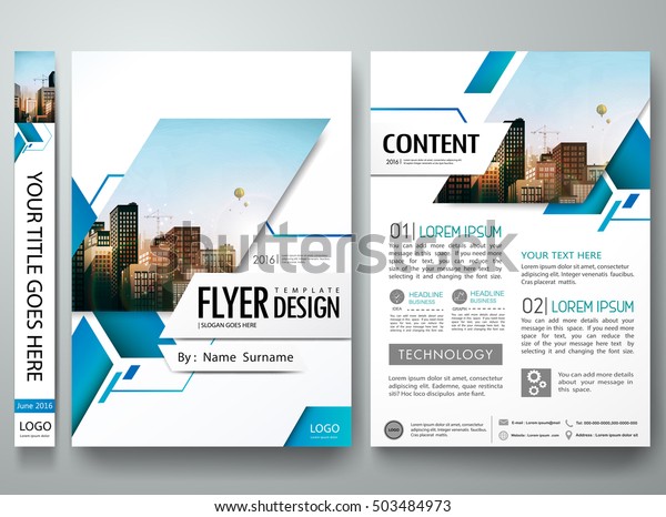 Broschure Design Vorlage Vektor Blaues Abstraktes Stock Vektorgrafik Lizenzfrei