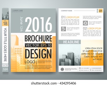 Brochure design template vector. Business flyers report magazine. Cover book portfolio presentation and abstract gray square on A4 poster layout.