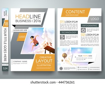 Brochure design template vector. Business flyers report summer magazine poster. Cover book portfolio presentation gray shape. Sky on a4 layout.
