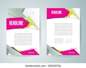 brochure design template vector flyer polygonal abstract colored, cmyk profile