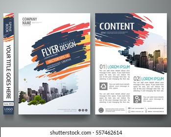 Brochure design template vector. Flyers report business magazine poster. Abstract blue brush pattern on cover book portfolio. Presentation brush concept in A4 layout.