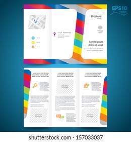 brochure design template vector folder leaflet colorful line, block for images