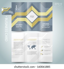 brochure design template vector folder leaflet geometric abstract graph diagram blue line grey background, block for images