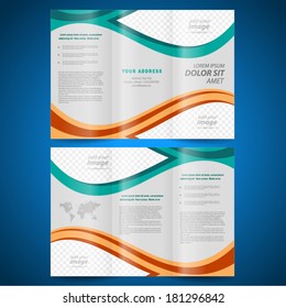 brochure design template vector folder leaflet curves abstract, frame for images