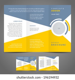 brochure design template vector geometric abstract, color yellow grey