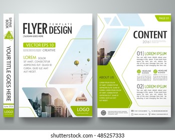 Brochure design template vector. Green Abstract square cover book portfolio presentation. City in A4 layout. Flyers report business magazine and minimal poster.